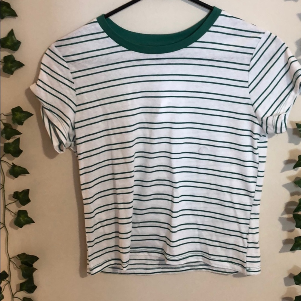 White and Green Striped Tee